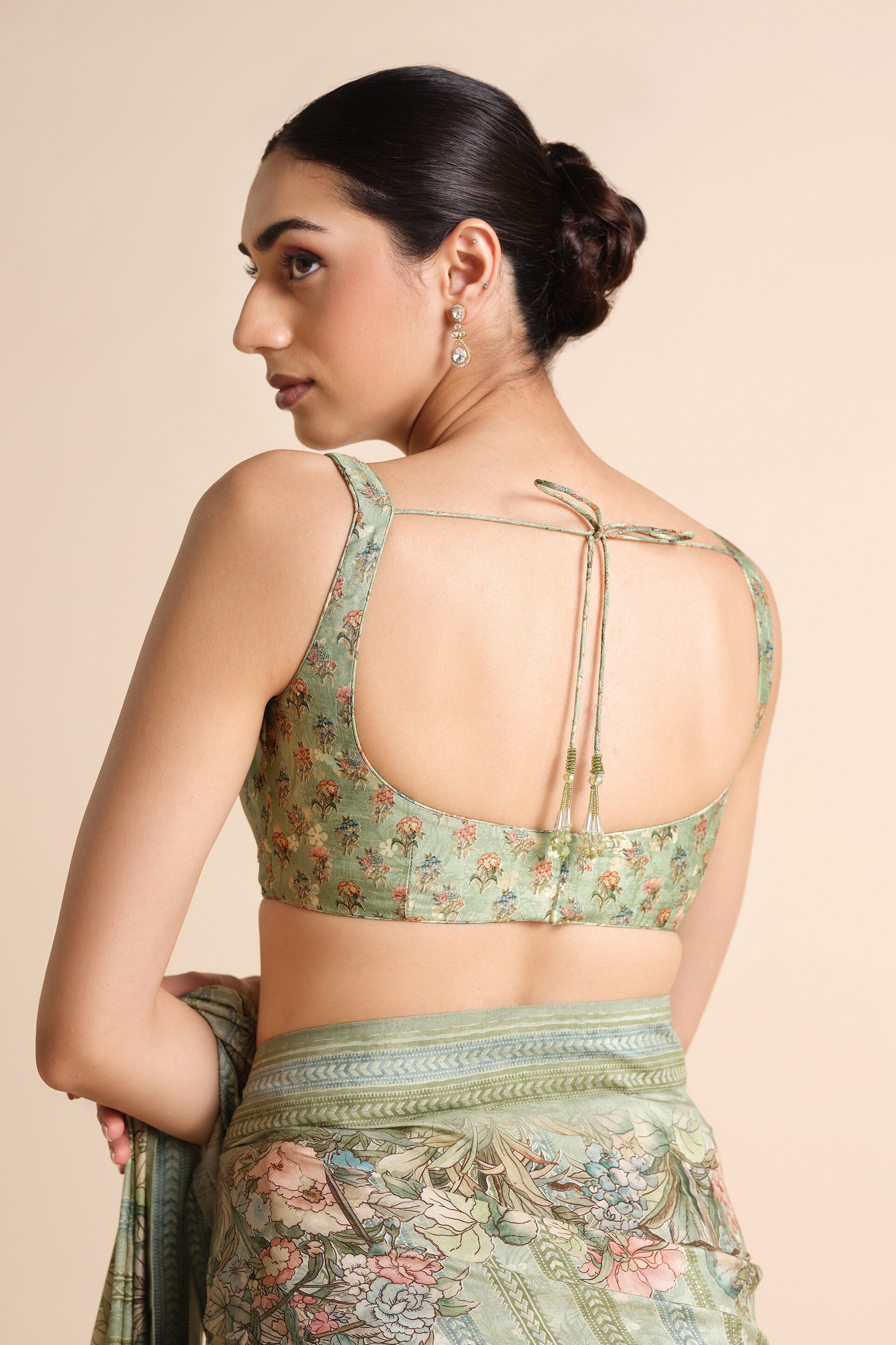 Avonlea Printed Saree - Sage, Sage, image 11